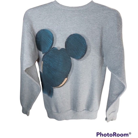 Vintage Mickey Mouse Small Sweatshirt gray L/S Crew Neck by Walt Disney Land - Picture 7 of 11